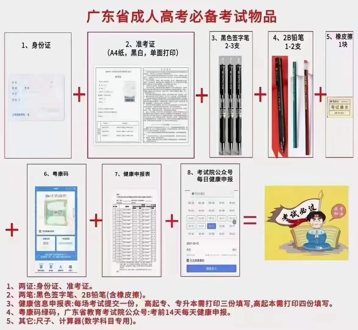 2021年深圳成人高考考試必備物品！